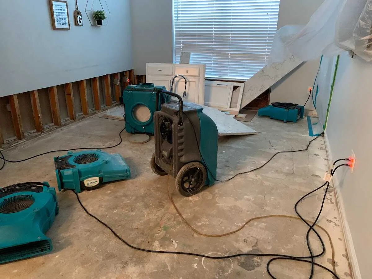Dehumidifier in flood-cut room for Water Extraction & Removal in Borger